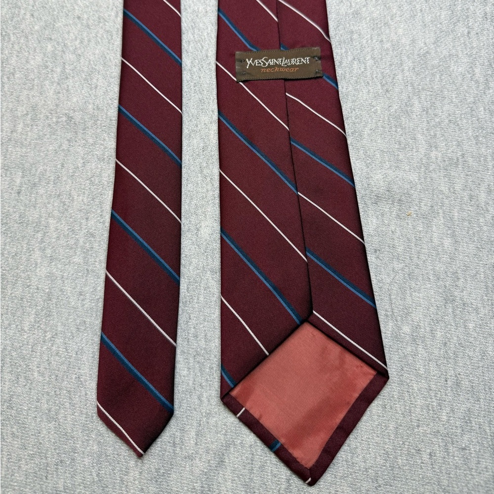 Yves Saint Laurent Burgundy and Blue Tie Elegant Accessory